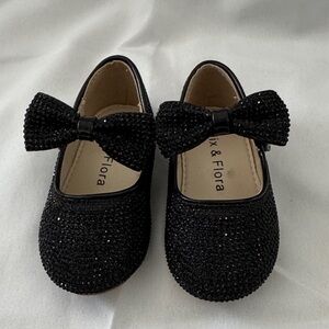Chic Black Kids Dress Shoes with Bow